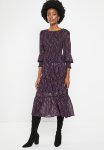 Ditsy Printed Chiffon Dress - Burgundy
