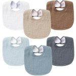 Konssy 6-PACK Muslin Baby Bibs For Boys & Girls Soft Cotton Absorbent Bandana Drool Bibs For Drooling & Teething