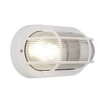 Eurolux - Small Oval Plastic Bulkhead With Grid White 60W