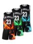 2pcs Flame And Letter 3D Graphic Print Boys Creative Sleeveless Tank Tops&Shorts Set Casual Crew Neck Fitness Vest&Shorts Kids Clothing