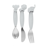 Bo Jungle Silicone Spoon-fork-knife Set Grey