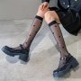 Heart Print Calf Socks Sweet College Style Knee High Socks Women's Stockings & Hosiery