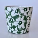 Green & White Floral Design Planter 14X16CM