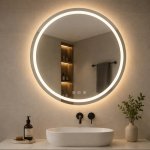 Uma Round Illuminated LED Bathroom Mirror With Defogger - 75CM 90CM - 90CM