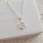 SS49 - 925 Sterling Silver Ship's Wheel Rudder Necklace