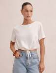 Rosie Petite Bubble Linen Top - 16 Porcelain