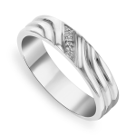 Sterling Silver Diamond Mens Wedding Band