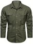 Men's Solid Long Sleeve Cargo Shirts With Chest Pockets Breathable Cotton Shirts For Outdoor Hiking And Working Spring And Fall