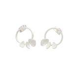 Grecian Silver Leaf Petite Hoop Earrings - Silver