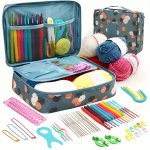 Multifunctional Zipper Makeup Storage Organizer Lightweight Trendy Pattern Bag Portable Crochet Tool Storage Bag