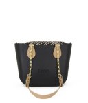 Petite Collection Black Pattern 89 Inner Gold Zip Light Tan Gold Chain - Ys Travel Bags