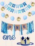 Blue First Birthday Decor Set 14PSC
