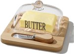 Butter Container And Storage Case With Butter Knife Bamboo Tray Butter Dish