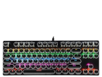 Smte T-wolf T12 87-KEY Wired USB Colorful Punk Keycap Retro Lightweigh Black With Keychain