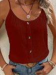 Solid Color Button Decor Cami Top Casual Sleeveless Top For Spring & Summer Women's Clothing