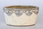 Oval Glazed Pot With Lace Edge – 12X24X13CM