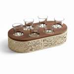 Calligraphy Design Turkish Tea Glass Holder Cream