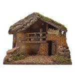 LED Nativity Wood House 30X17X21CM