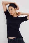 Fine-knit T-Shirt - Black