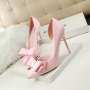 Women's Elegant Bowknot Decor Stiletto Heels Fashion Pointed-toe Pumps Cut-out Side Design Heels