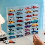 Contemporary Acrylic Display Case For Toy Car Collection Clear Stackable Storage Organizer For Diecast Models Multi-compartment