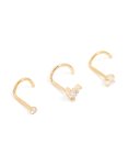 Surgical Steel Cubic Zirconia Classic & Butterfly Nose Studs 3-PACK