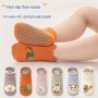 1 Pair Of Baby Girl's Non-slip Socks Cute Animal Pattern Bottom Rubber Dot Cotton Blend Comfy Breathable Soft Socks For Babies Wearing