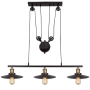 BRIGHT STAR LIGHTING Chandelier Matt Black Metal With Pulley Cord -