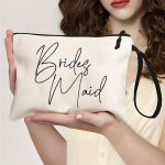 1PC Bridesmaid Makeup Bag Bridesmaid Gift Bag Wedding Travel Toiletry Bag With Zipper Bridesmaid Bag For Wedding Bridal Shower B