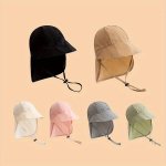 1PC Children's Solid Color Large Sunscreen Hat Boys And Girls Quick Drying Hat Suitable For Spring And Summer Outdoor Travel Dai