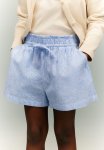 Linen-blend Shorts - Light Blue Striped