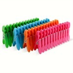 24 48PCS Colorful Plastic Clothespins Strong Grip Laundry Pegs Non-slip No Mark Multipurpose Clips For Socks Towels Beach - Dura
