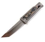 Exo-m TI Burl Linen Camo Micarta Elmax Tanto Gravity Knife