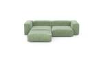 Three Module Chaise Sofa - Cord Velours - Duck Egg - 272CM X 220CM