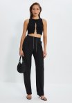 Straight Cut Pleated Trousers - Black