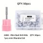 50pcs Small Sanding Bands For Nails Drill Nail Sanding Drill Bits Set With 3.1mm Mini Mandrel Nail Bit 80/150/180/240 Grit Nail Sanding File For