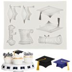 Graduation Fondant Molds Graduation Cap Diploma Silicone Mold Bachelor Cap Molds For Cake Decoration Cupcake Topper Sugar Craft
