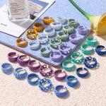 Fashion Ring Set Trendy Chain Croissant Wide Design Mix And Match For Daily Outfits Suitable For Men And Women Multi Styles To