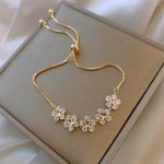 1PC Adjustable Flower Beads Chain Bracelet Jewelry Decor For Girls