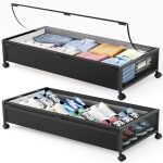 Learex Under Bed Storage Containers With Wheels 2 Pack Underbed Shoe Storage Bedroom Storage Bins Organizer Large Capacity Under