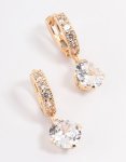 Goldair Gold Diamante Huggie Teardrop Earrings