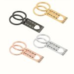 Custom Engraved Stainless Steel Keychain Set For Couples - Romantic Style Personalized Metal Keyring With Date - Ideal For Anniv