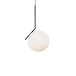 45 Degree Pendant Light Black With Opal Glass - Large