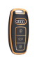 Compatible With Audi 3 Button Premium Tpu Car Key Cover Black And Gold