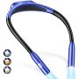 Gritin LED Neck Reading Light Book Light For Reading In Bed-eye Caring 3 Colors Dimmable Brightness Bendable Arms 80+HRS Runtime Neck Round Design
