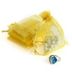 AKStore 100PCS 2.8"X3.6" 7X9CM Sheer Drawstring Organza Jewelry Pouches Wedding Party Christmas Favor Gift Bags Gloden