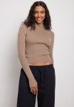 Knitted Back Cross Detail Sweater - Taupe