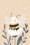 Bee On Flower Canvas Print - 600MM X 600MM