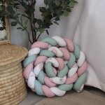 Cot Bumper Braided 3 Strand Sage Green Dusty Pink And Dandelion Print