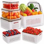 5-PACK Fruit Storage Containers For Fridge With Removable Colanders 4 In 1 Produce Storage Containers With Lids Leakproof Fridge